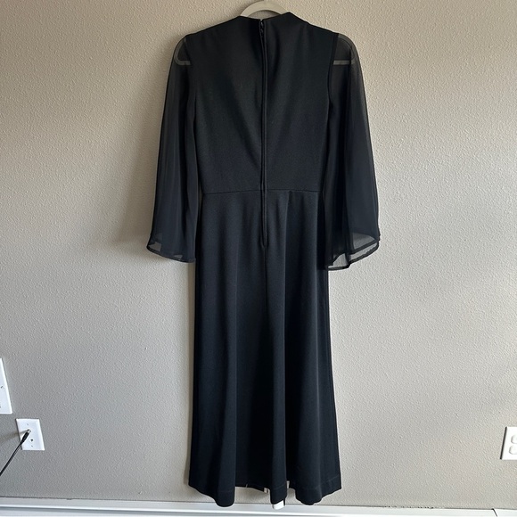 Vintage Montgomery Ward Retro Black and White Women's Maxi Dress - Picture 7 of 11